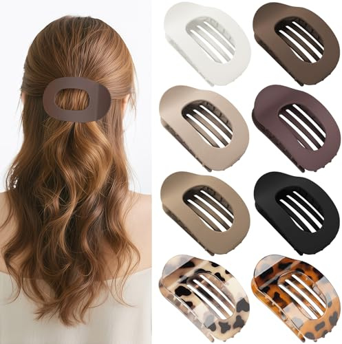 8 Stück Haarklammern für Damen,Entenschnabel Haarspange,Flache Haarklammern,Flat Claw Clip,Haarklammer,Französisches Haarspangen Damen,Haarspange Flach Dünnes Haar
