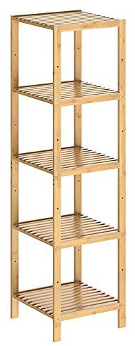 Casaria® Badezimmer Regal Bambus 5 Ablagen Belastbarkeit 40kg 140x33cm Bad Küche Kinderzimmer Wohnzimmer Bücherregal Holzregal Mehrzweckregal Braun
