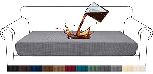 Granbest Premium Wasserdicht Sofa Sitzkissenbezug, High Stretch Jacquard Sitzkissenschutz Sofasitzbezug für Couch (3 Sitzer, Hellgrau)