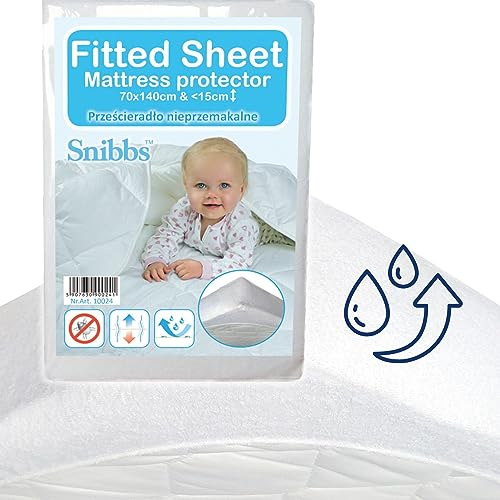 Snibbs wasserdichtes Spannbetttuch mit Eckgurten, wasserdichte Matratzenauflage fürs Babybett, Matratzenschoner 70x140 Baby wasserdicht, Nässeschutz 70 * 140 mit atmungsaktiver TPU-Membran