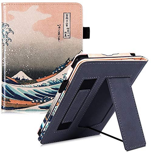 DLRSET Étui de Protection EBook, Coque for Kindle Paperwhite 6th / 7ème génération (2012/2013/2015/2017 Livraison) - Couverture Debout à la Main avec Sommeil/sillage (Color : Surfing, Size : 6th gen)