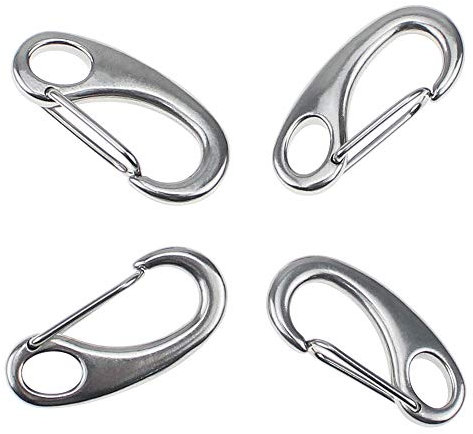 CYUaoao Schnapphaken Edelstahl Klettern Clips 4 Stück Karabinerhaken Edelstahl Fahnenmast Karabinerhaken 50mm Karabiner Clips 100 KG Tragkraft Klettern Clips für Camping Wandern Outdoor