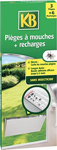 KB KBMOU3 - Pièges à Mouches et Recharges Sans Insecticide - Moustique, moucherons, insectes - Efficace 6 mois - Contient 3 pièges + 6 recharges -Piège collant inodore et discret -Simple d'utilisation