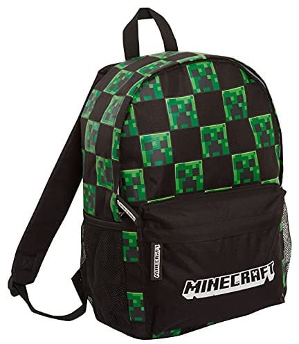 Minecraft Sac à dos pour enfants et adultes Creeper Gamer Sac à dos pour ordinateur portable Cadeau pour joueurs, Noir, Taille unique, Sac à dos