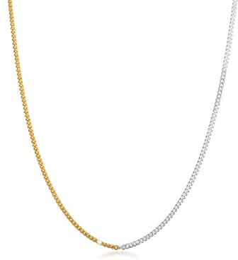 Elli Halskette Damen Panzerkette Basic Chunky Chain Bi-Color Trend in 925 Sterling Silber Vergoldet