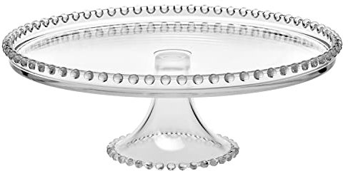 konsimo. SWEET LINE Tortenplatte – Kuchenplatte – Tortenständer - Tortenplatte glas – Kuchenstand - Kuchenplatte Rund – Tortenständer Bälle 32 x 12 cm Transparent