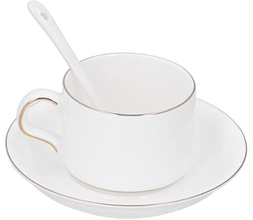Tasse à café, ensemble de tasses à café magnifique et à la mode, conservation de la chaleur ronde et lisse avec cuillère à soucoupe pour tasse à café pour latte Art Cappuccino, Caffe Latte