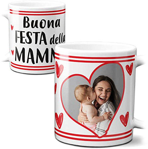 STAMPATEK Tazza Festa della Mamma Personalizzata con Foto, Tazza Buona Festa della Mamma Idee regalo mamma, Tazza Mamma Tazza Personalizzabili tazze personalizzate Regali Mamma