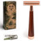 ANYMALE® Rasierhobel Rosegold aus Sandelholz - Damen Set inklusive 5 ASTRA Klingen - Plastikfreier Rasierer für sanfte Nassrasur