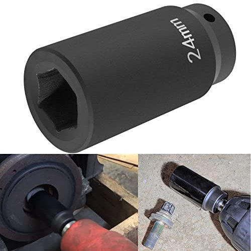 77070 24mm Crank Bolt Socket for GM LS Engine Harmonic Balancer Socket Tool 24 mm Impact Socket Deep Counter-Weighted Design, 3 Times Momentum Power of Standard Impact Sockets