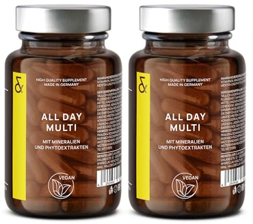 CLAV® Multivitamin – 120 Kapseln (2er Set) – hochdosiert mit 30 Vitaminen A-Z – Mineralstoffe, Spurenelemente & Pflanzenextrakte – All In One Premium Multi Vitamine – vegan