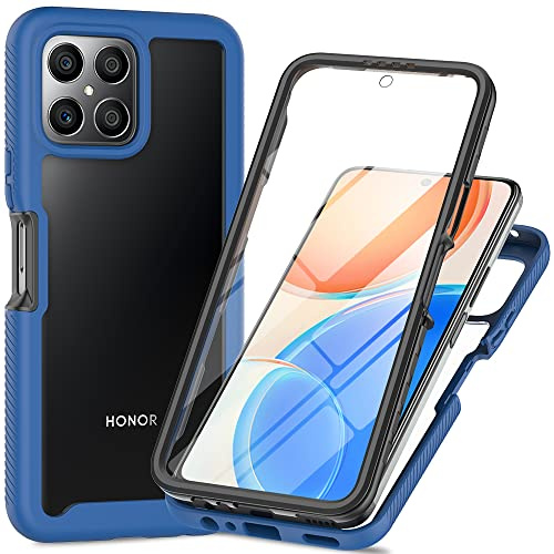 XINNI Funda para Honor X8 4G Antichoques 360 Grados con Protector de Pantalla Integrado Robusto Doble Cara Bumper Transparente Case Completa Carcasa, Azul Oscuro
