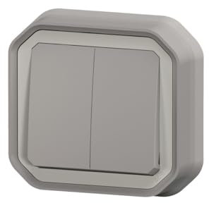 commande double - 10a - gris - encastré - legrand plexo 069815l