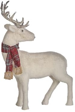 Weihnachtsdeko Rentier Dekofigur Weihnachtsfigur Webpelz weiß 51 cm Mustola