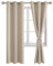 JIUZHEN Vorhänge Blickdicht mit Raffhalter Ösenvorhang Gardinen für Wohnzimmer Verdunkelungsgardinen gegen Kälte und Wärme Schlafzimmer, Biscotti Beige, 2 Stück, 160x106cm(HxB)