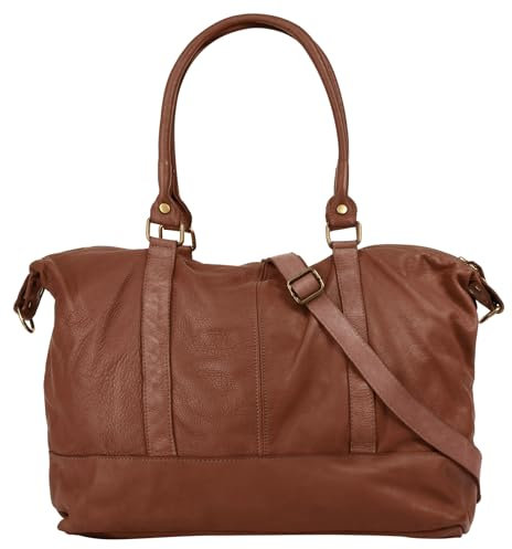 Samantha Look Reisetasche Echt Leder Damen | Made in Italy | Weekender mit Schultergurt | Handgepäck mit Reißverschluss | Premium Travelbag | 021795