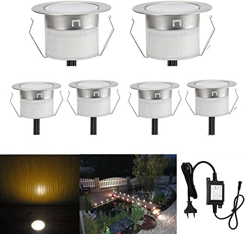 6er Set Led Terrassenbeleuchtung Terrassen Einbaustrahler Außen,DC12V Ø31mm 0.6W LED Einbaustrahler Aussen,Warmweißer 3000K Led Spot IP67 Led Boden Auße