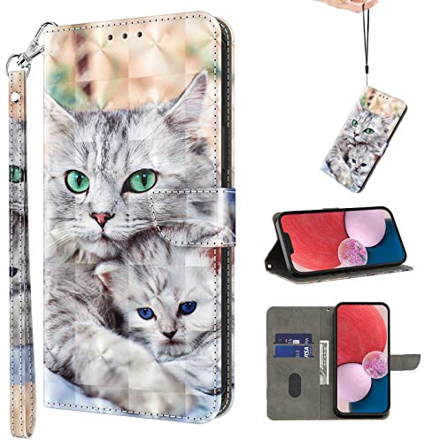 BOLELAW Handyhülle für Nokia G11 / Nokia G21 Hülle, PU Leder Flip Wallet Case Schutzhülle [Kartenschlitzen] [Magnetverschluss]für Nokia G11 / G21 (Zwei Katzen)