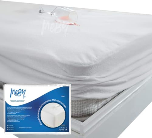 Wasserdichter Matratzenschoner 180 x 200 cm Fitted. Atmungsaktive Matratzenauflage aus Baumwolle. Spannfixierung, Inkontinenzauflage Matratzenschutz, Nässeschutz, Elastisch, ohne Knistern