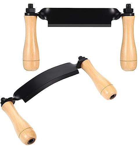 WILLBOND 2 Pcs 5 Inch Draw Shave Knife Set Draw Shave Knife Straight and Curved Woodworking Debarking Hand Tool Wood Razor Shaving Wood Barking Tool for Men(Straight, Curved)