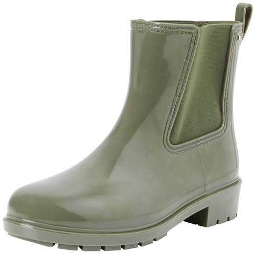 Tommy Hilfiger Donna Stivali in Gomma Flag Rainboot Antiscivolo, Verde (Utility Olive), 41