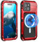 WIFORT for iPhone 15 Waterproof Case, Heavy Duty Metal Cover with Built-in Screen Protector [Compatible with Magsafe], 360° Full Body Protective Shockproof Dustproof Case for iPhone 15, 6.1 Red