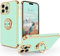 SouliGo iPhone 15 Pro Max Case, iPhone 15 Pro Max Phone Case 360° Ring Holder Kickstand for Magnetic Car Mount Slim Luxury Bling Plating Soft TPU Protective Bumper Cover 6.7”2023, Light Green