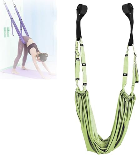 Aerial Yoga Rope For Back Pain, Yoga Stretching Strap, Adjustable Leg Stretching Strap, Adjustable Height Leg Stretcher Waist Back Stretch Band Aerial Yoga, Lower Waist Trainer Belt (Green)