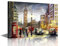 TISHIRON Leinwandbild, Motiv Street View of London, Motiv: Big Ben, Bild Bus und Straße, Ölgemälde, Stil für Schlafzimmer, Heimdekoration für Wohnzimmer, gerahmt, fertig zum Aufhängen, 40,6 x 61 cm,