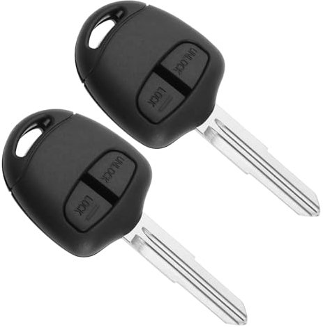eMagTech 2 Stück Autoschlüssel Gehäuse mit Rechter Nut 2 Tasten Autoschlüssel Etui Auto-Fernschlüssel Schutzhülle Kompatibel mit Mitsubishi Pajero Sport Outlander Grandis ASX MIT11