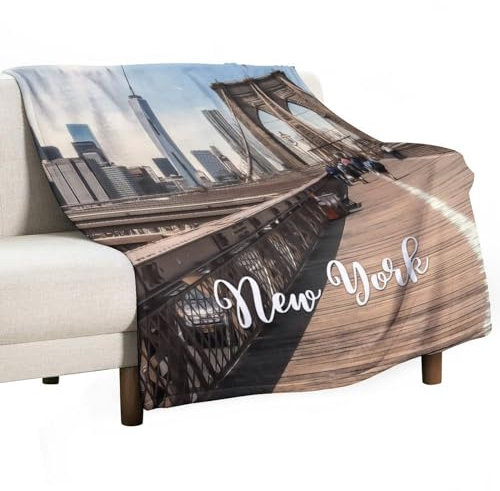 Weiche flauschige Plüschdecke Skyline, New York City, Landschaft, Bettwäsche, Fleecedecke, USA, Straßenmalerei, Staatsgebäude, individuelle Decke, Heimdekoration für Ehefrau, Ehemann, Freundin,