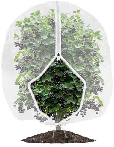 Fruit Tree Netting Bird Protection with Zipper, Garden Netting Plant Covers, 100cm X 150cm Garden Fruit Netting Mesh, Bird Netting Protective Cover for Blueberry Vegetables Flower Strawberry