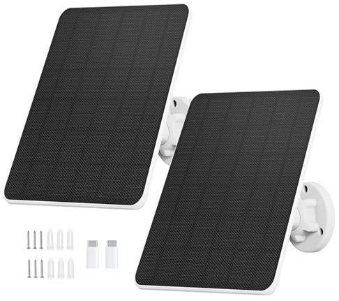Solarpanel für Überwachungskamera,6W Solarmodul für Sicherheitskamera,Kamera Outdoor,Türklingel und Außenbeleuchtung mit USB und USB-C Anschluss,IP65 3m Kabel,360° Einstellbare Halterung(2 Pack)