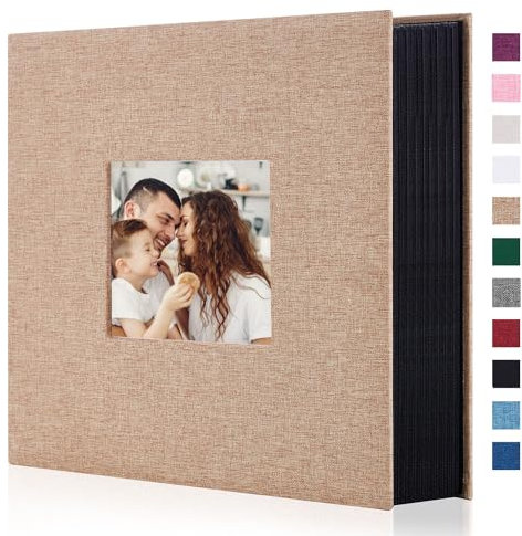 Miaikoe Fotoalbum 10x15 600 Leinen Album Slip in großer Kapazität für Familie Hochzeitstag Album Buch hält 600 horizontale und vertikale 10x15cm Fotos Khaki