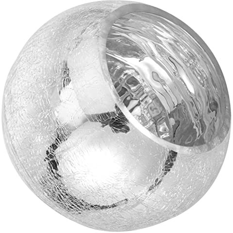 Cabilock Small Silver Round Vases for Centerpieces Glittery Bowl Vase Candle Holders Glass Bling Mirror Flower Vase Fruit Bowl Candy Jar for Tealights Floating Candle 15cm