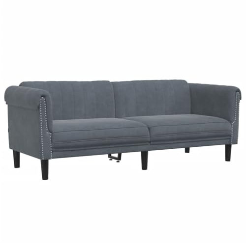 vidaXL Sofa 3-Sitzer, Couch mit Armlehnen Rückenlehne Stützbeine, Loungesofa für Wohnzimmer, Polstersofa Sofagarnitur, Modern, Dunkelgrau Samt