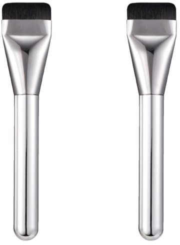 Pinceau plat pour fond de teint liquide | Pinceau fond de teint fin | Brosses faciales portables, spatules à crème, outils | Pinceau de maquillage plat compact couverture naturelle pour femme fille