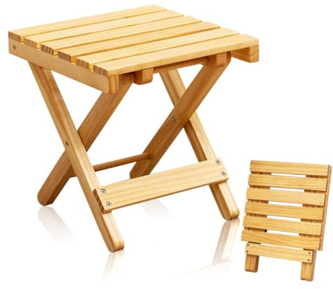 BCOATH Folding Side Table Portable Beach Table Wine Table Stool Outdoor Camping Garden Patio Balcony Kitchen Natural Finish