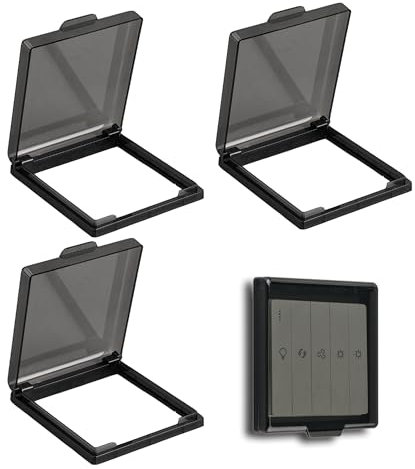 YJFY 4 Stück Typ 86 Steckdosen Aussen Regenschutz Wasserdicht Lichtschalterabdeckung Schalter Abdeckungen Stecker Box Leichtgewicht Für Bad, Garten, Küche Schalter wasserdichte (Schwarz Transparent)