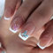 Irikdescia Lot de 24 faux ongles à presser, courts, carrés, en gelée, réutilisables, pour décoration d'ongles DIY (papillon bord blanc)