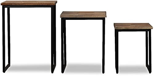 Kangmusi 3-TLG. Satztisch-Set Recyceltes Massivholz Teak,245407