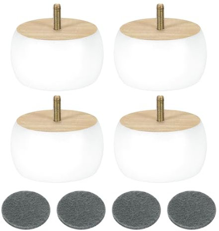 sourcing map 4Pcs Wood Furniture Leg, 1.97 Solid Wood Replacement Furniture Feet for Couch Sofa,White