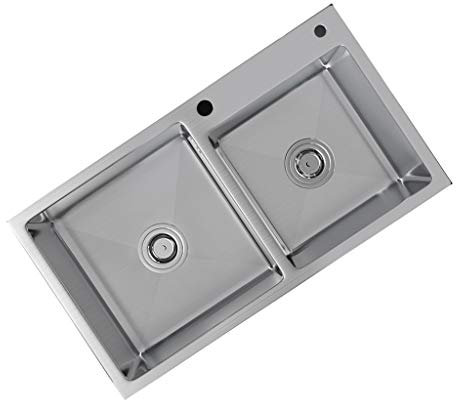 CRBUDY Küchenspüle Spüle Spüle Edelstahlspüle Doppelspüle Haushalts-Handwaschbecken Waschspüle Auf- und Ab-Becken-Paket Nano-Spüle Großraum-Design