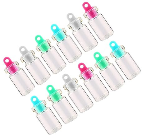 SOLUSTRE 50stücke Kleine Transparente Glasfläschchen Mit Kunststoffverschluss Mini Wunschflaschen Vielseitig Befüllbare Mini Glas Flaschen Für Dekoration Und Diy Anhänger