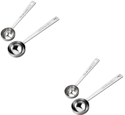 Amosfun 4 Stück Kaffeelöffel-Set Backschaufel Kaffeebohnenschaufel 5-Gramm-Schaufel bar zubehör barzubehör Teelöffel Scoop Messlöffel backen Messlöffel Werkzeug Rostfreier Stahl Silver