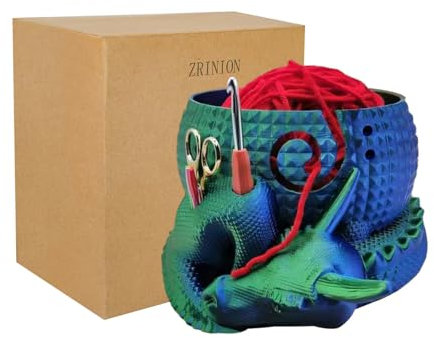 Fantasy Dragon and Egg Large Yarn Bowl for Crocheting Funny,Crochet Bowls for Yarn,Yarn Bowl for Knitting,Yarn Holder for Crocheting,Perfect Gifts for The Knitter,8.66inch×7.09inch×4.92inch(Green)