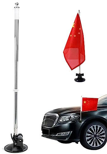 Asta de bandera telescópica, soporte para asta de bandera de coche con soporte de succión de aire, soporte para bandera con ventosa para exteriores, para coche, camión, barco y vehículo, asta de bande