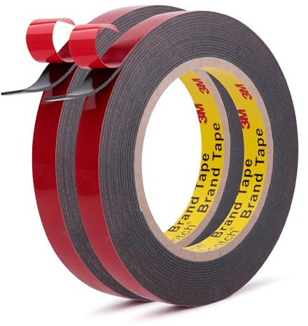 Ndcadhesive Ruban adhésif double face 10 mm x 5,5 m PT1100 haute résistance Pour applications automobiles : moulures revêtements panneaux coussinets etc Gris foncé