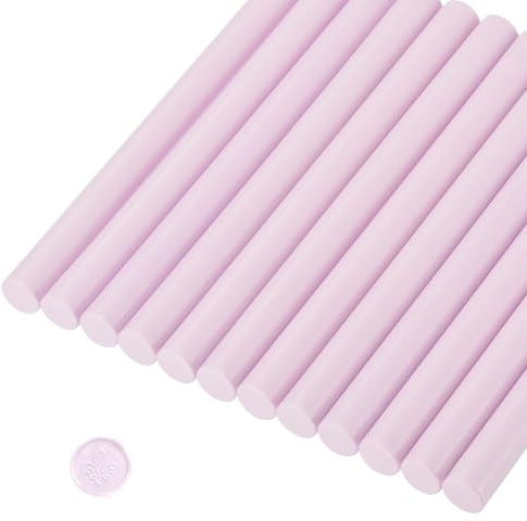 sourcing map 12 Pcs Pale Pink Cylinder Sealing Wax Stick Glue Gun Wax Seal Rod Craft Adhesive Waxing for Letter Seal Wax Stamp,Wedding Invitations, Packaging Decoration