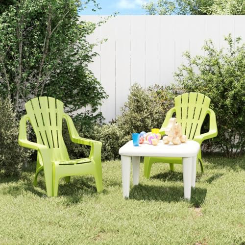 Iiaky Kinder-Gartenstühle 2 STK. Grün 37x34x44 cm PP Holzoptik Gartenstuhl Klappbar BalkonstüHle